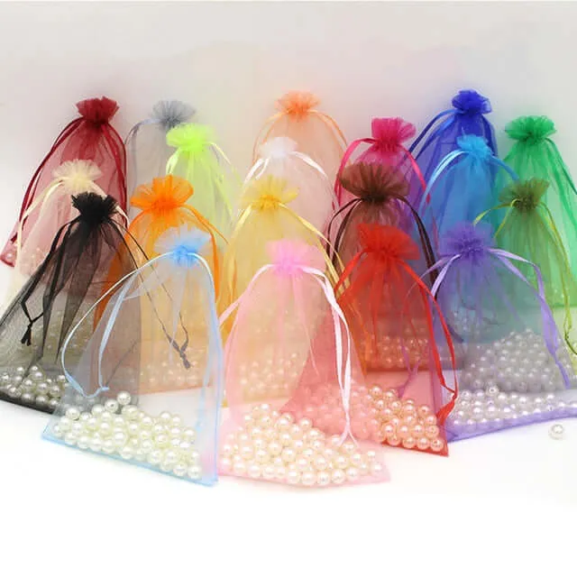 10 Pack Gold Organza Drawstring Wedding Party Favor Gift Bags 6"x9"