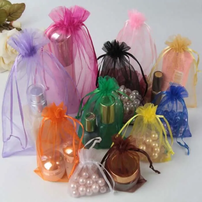 10 Pack Gold Organza Drawstring Wedding Party Favor Gift Bags 6"x9"