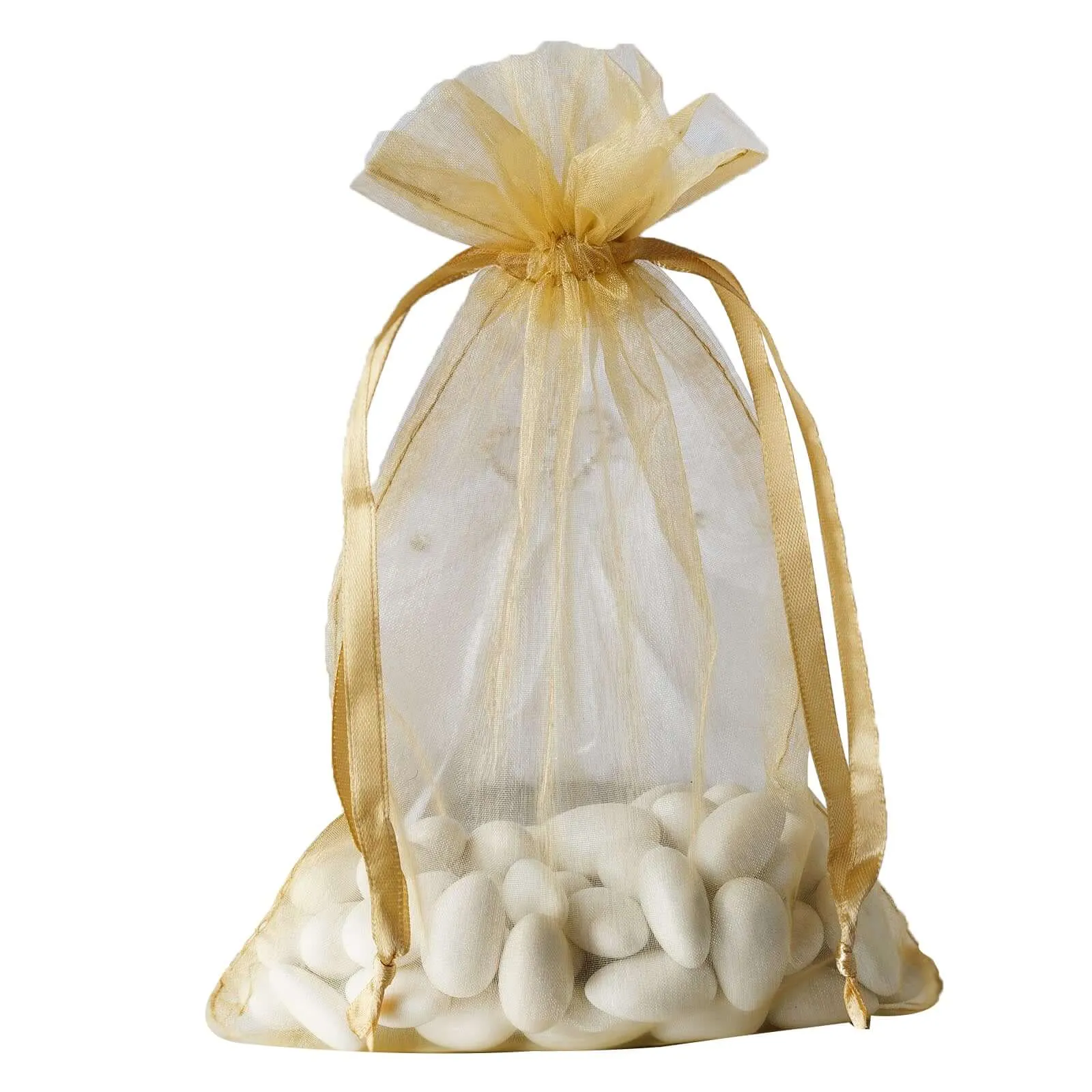 10 Pack Gold Organza Drawstring Wedding Party Favor Gift Bags 6"x9"