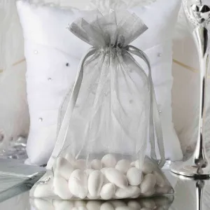 10 Pack Silver Organza Drawstring Wedding Party Favor Gift Bag 6"x9"