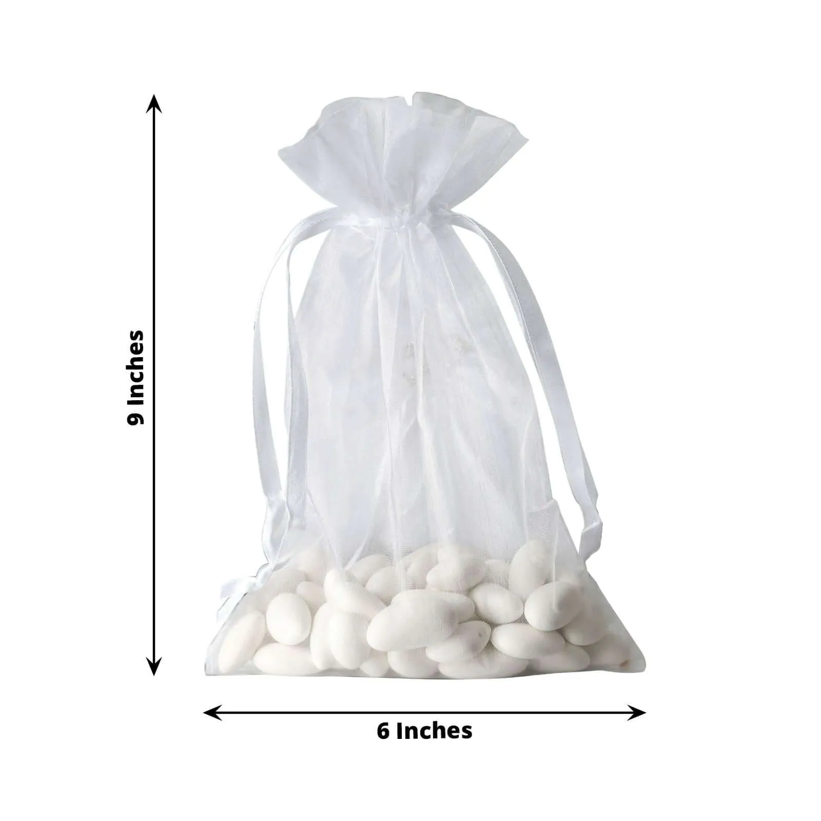 10 Pack White Organza Drawstring Wedding Party Favor Gift Bags 6"x9"