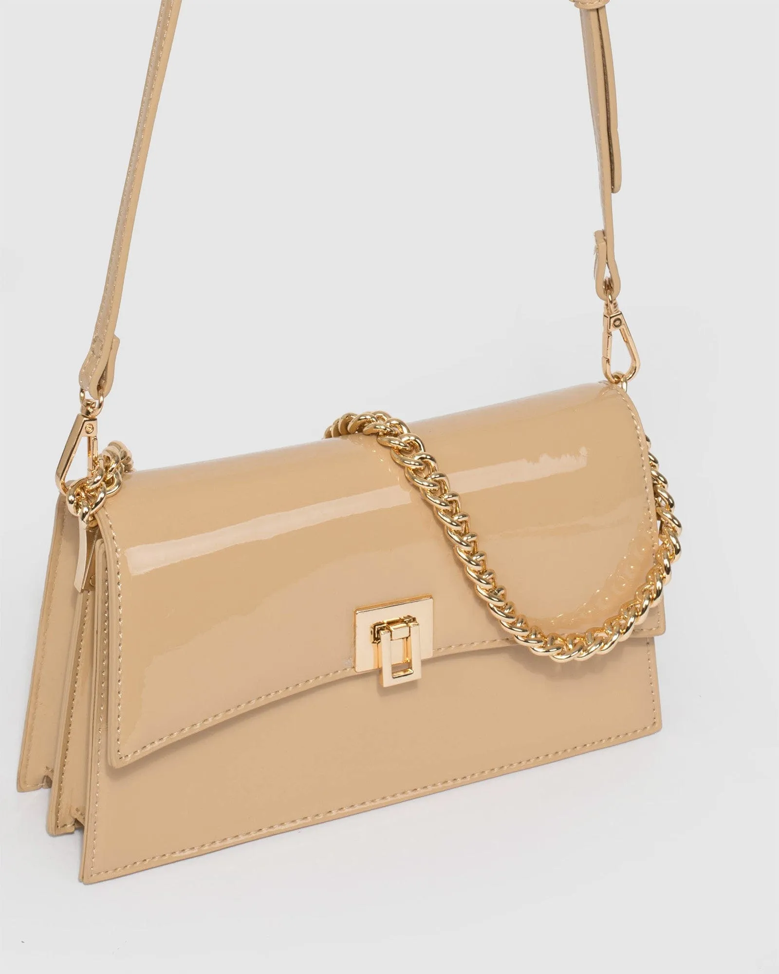 Alana Lock Nude Shoulder Bag