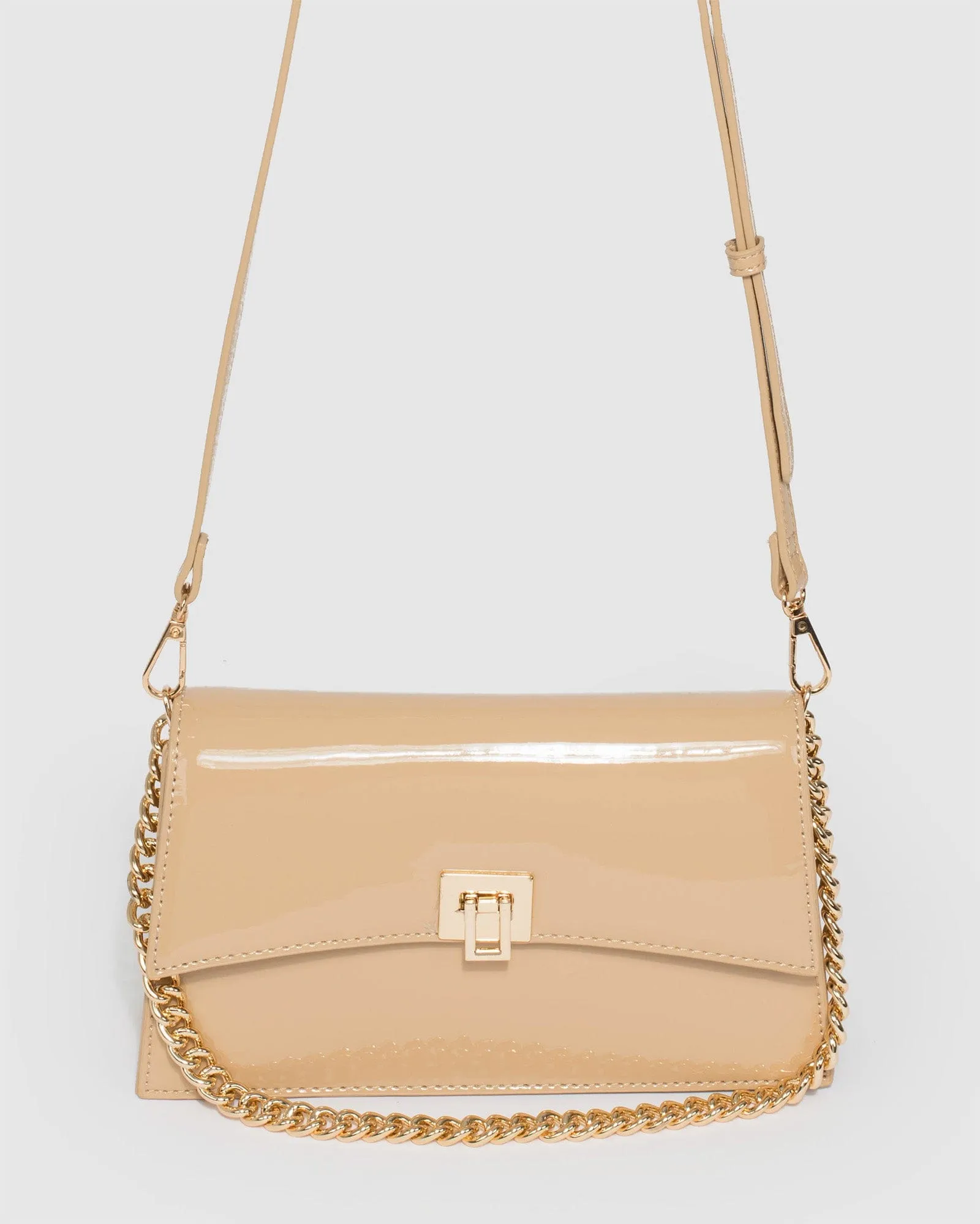 Alana Lock Nude Shoulder Bag