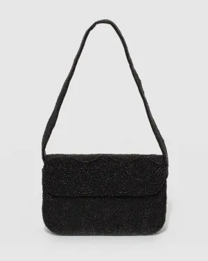 Black Beaded Baguette Bag