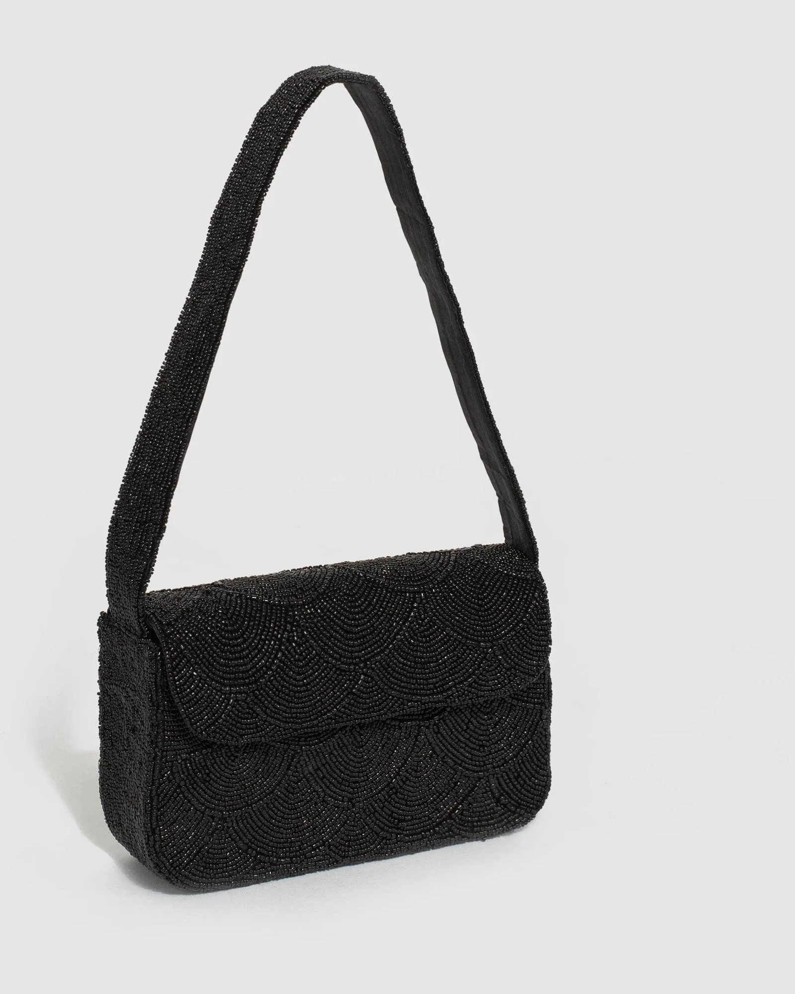 Black Beaded Baguette Bag