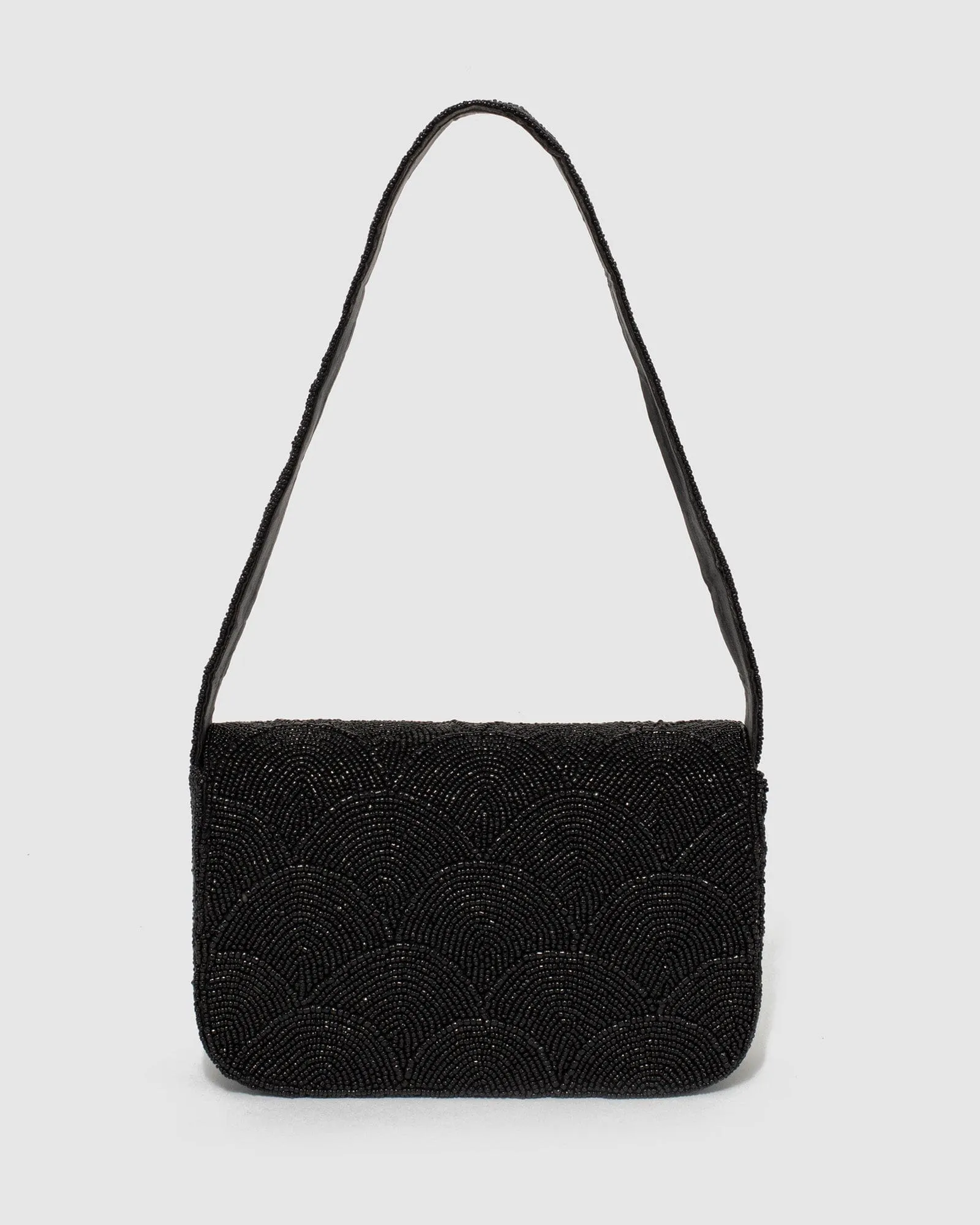 Black Beaded Baguette Bag