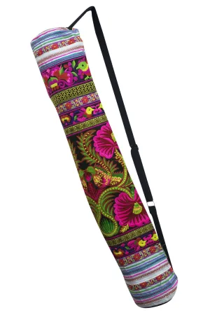 Bohemian Yoga Mat Bag Carrier Embroidered Hill tribe ethnic J