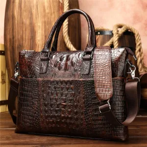 Business Large Capacity Laptop Crocodile Leather Briefcase Casual Handbags