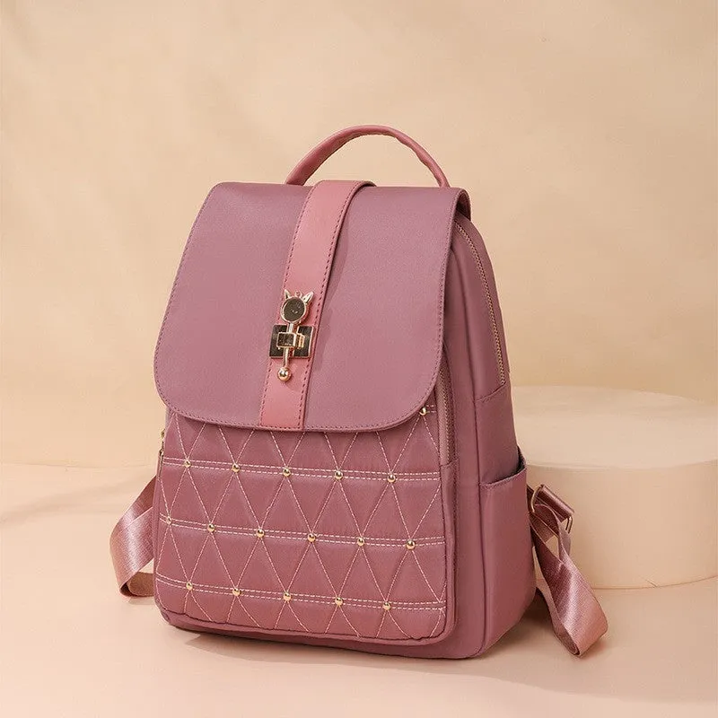 Chic Diamond Backpack: Women's Nylon Travel Essential