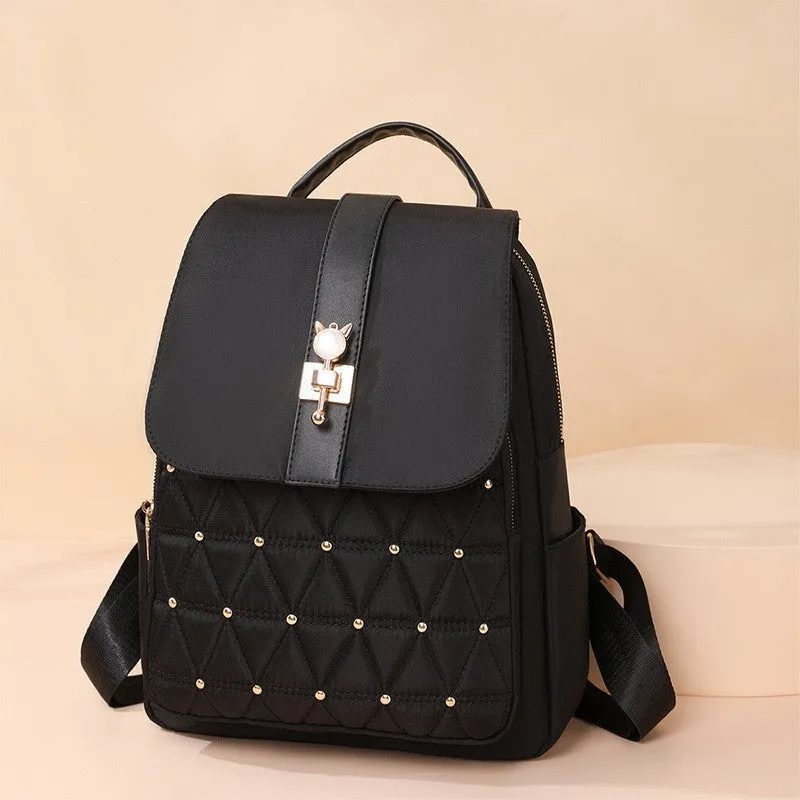 Chic Diamond Backpack: Women's Nylon Travel Essential