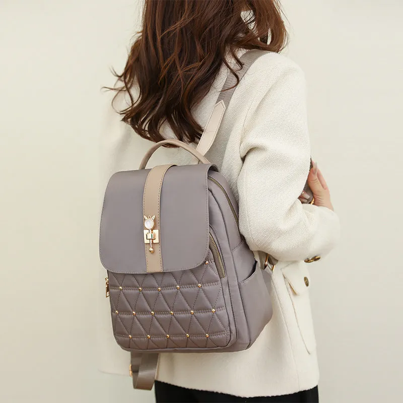 Chic Diamond Backpack: Women's Nylon Travel Essential