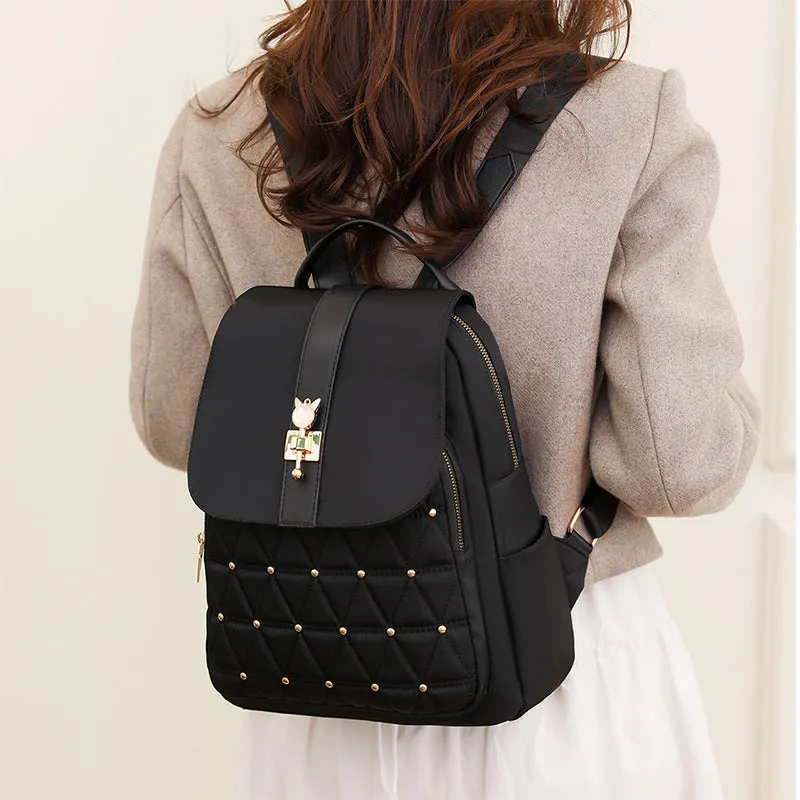 Chic Diamond Backpack: Women's Nylon Travel Essential