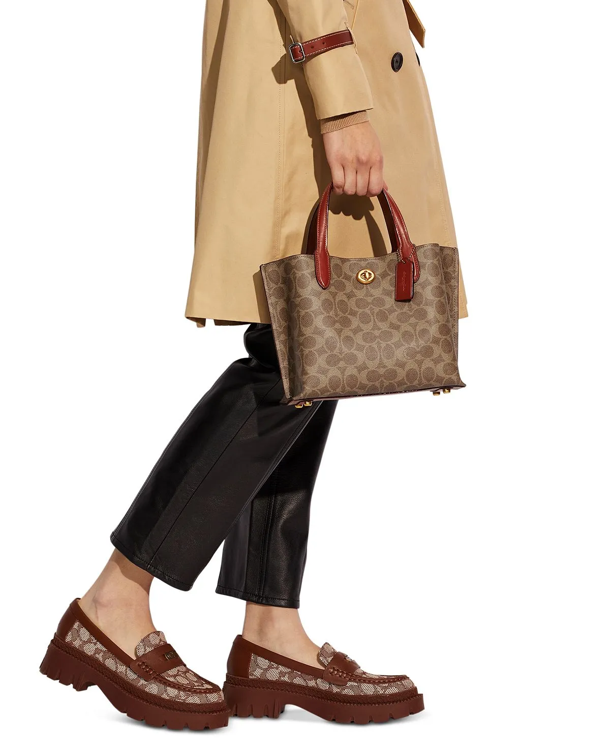 COACH Signature Coated Canvas Willow Tote, Brown