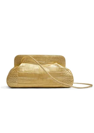 Constanza Mock-Crocodile Leather Clutch Bag