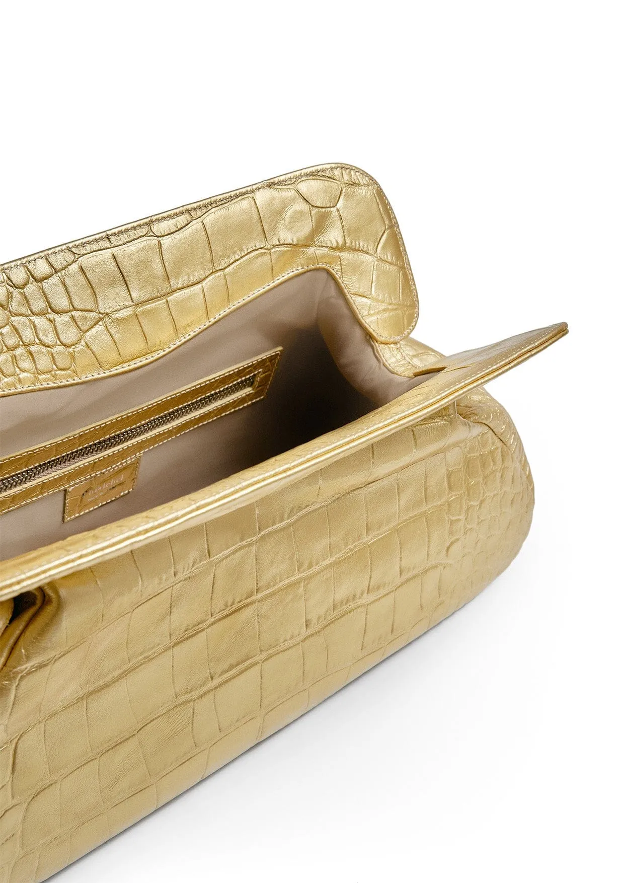 Constanza Mock-Crocodile Leather Clutch Bag