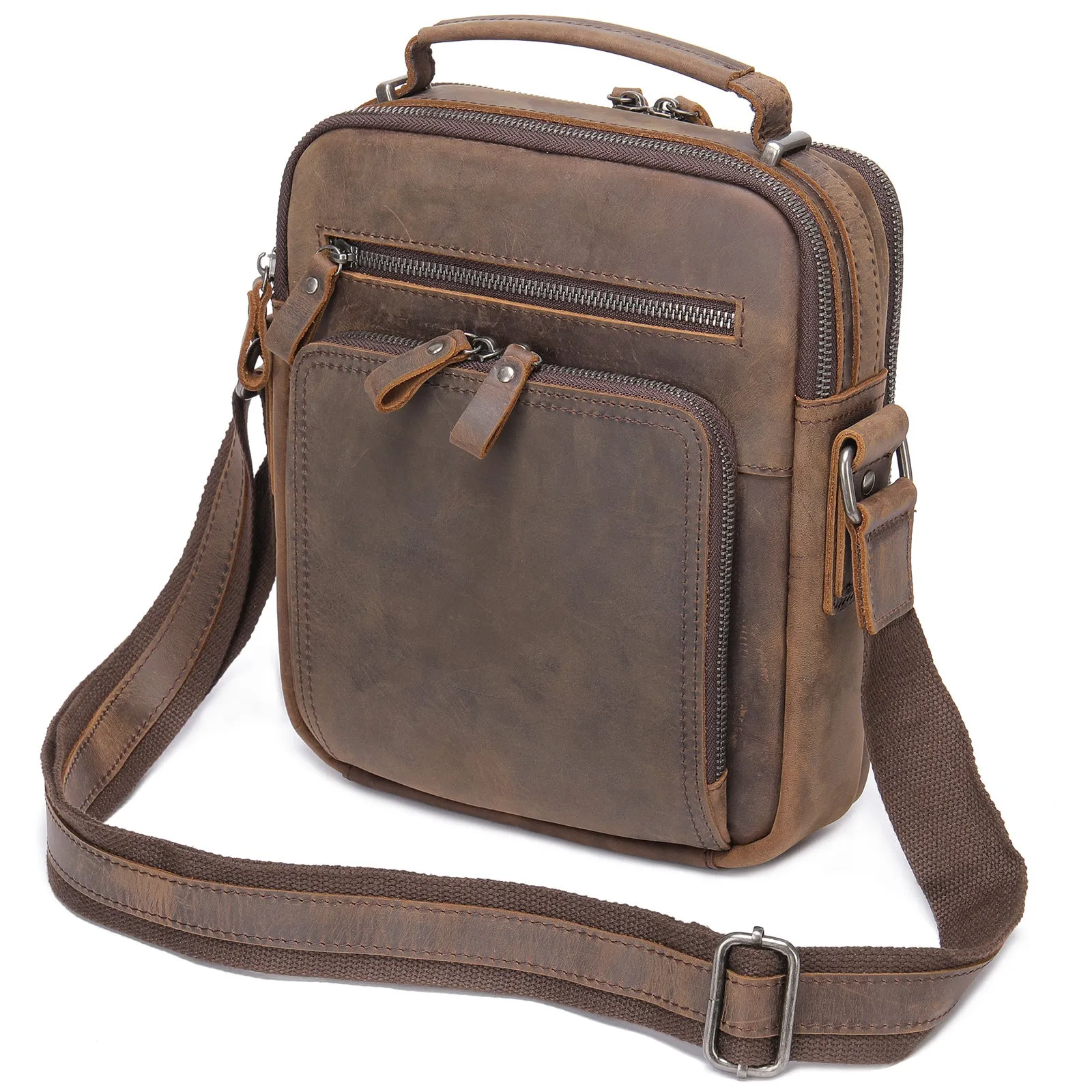 Crazy Horse Leather Messenger Bag for Men  Crossbody Bags for Work Business