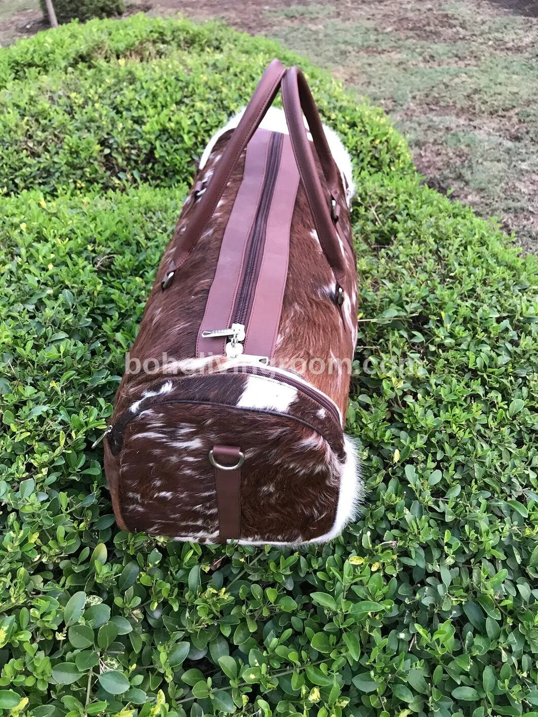 Dark Brown Black Cowhide Duffle Bag