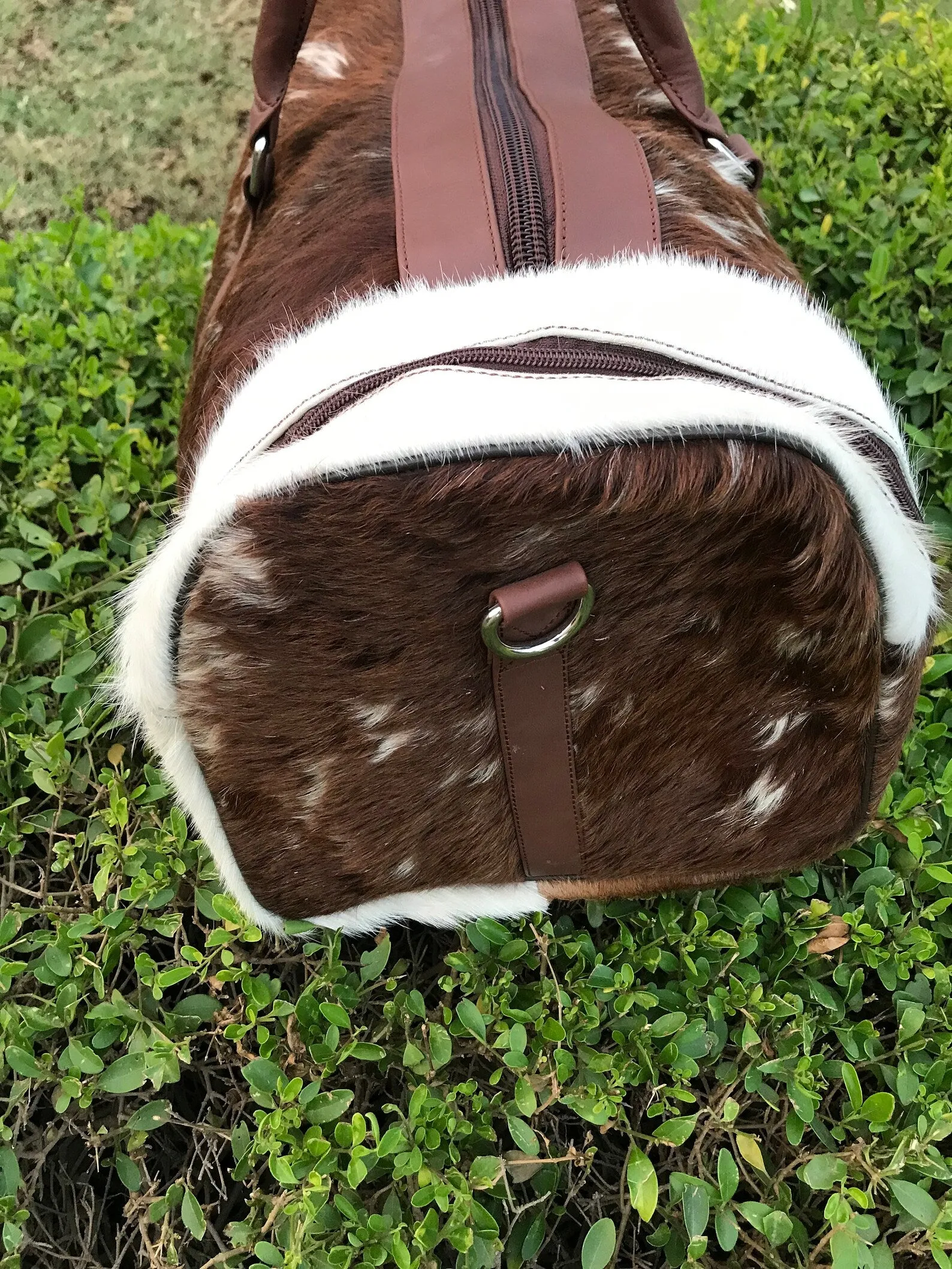 Dark Brown Black Cowhide Duffle Bag