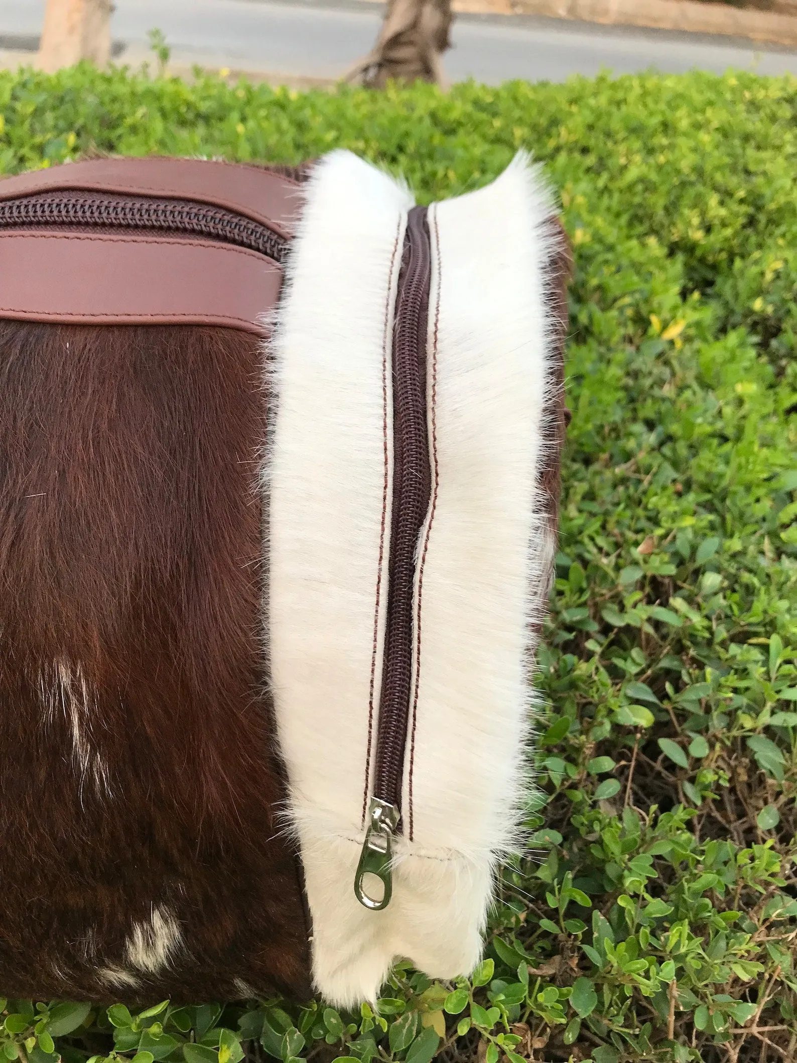 Dark Brown Black Cowhide Duffle Bag