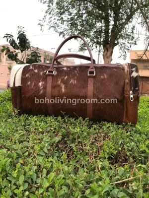 Dark Brown Black Cowhide Duffle Bag