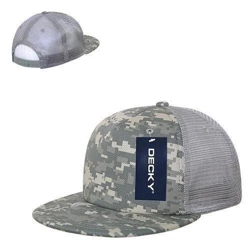 Decky Flat Bill Camouflage Cotton Foam Mesh Trucker Hats Caps Snapback Unisex