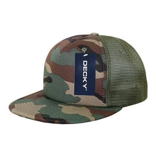 Decky Flat Bill Camouflage Cotton Foam Mesh Trucker Hats Caps Snapback Unisex