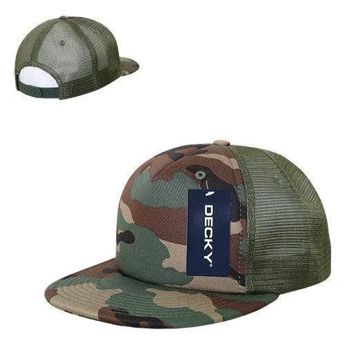 Decky Flat Bill Camouflage Cotton Foam Mesh Trucker Hats Caps Snapback Unisex