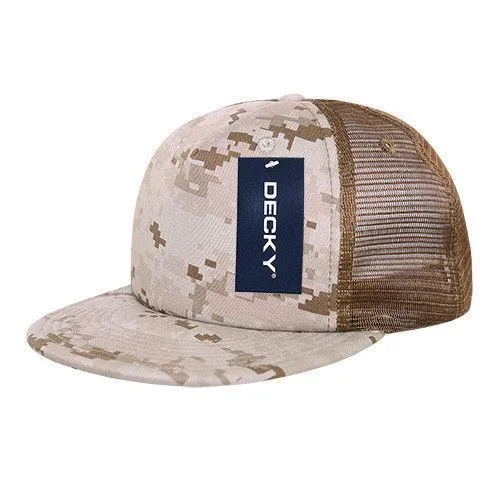 Decky Flat Bill Camouflage Cotton Foam Mesh Trucker Hats Caps Snapback Unisex