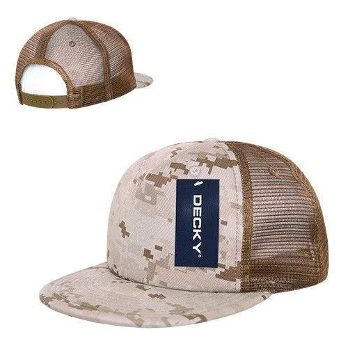 Decky Flat Bill Camouflage Cotton Foam Mesh Trucker Hats Caps Snapback Unisex