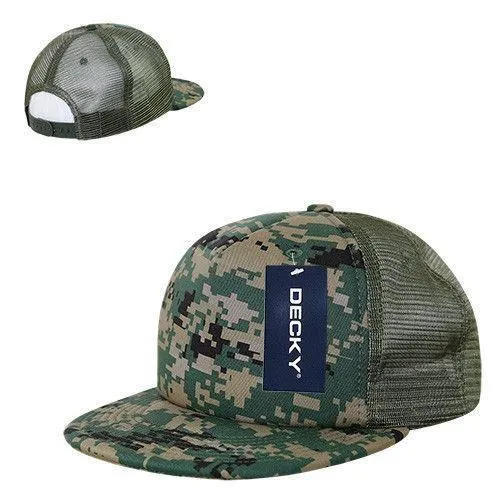 Decky Flat Bill Camouflage Cotton Foam Mesh Trucker Hats Caps Snapback Unisex