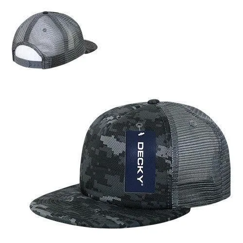 Decky Flat Bill Camouflage Cotton Foam Mesh Trucker Hats Caps Snapback Unisex