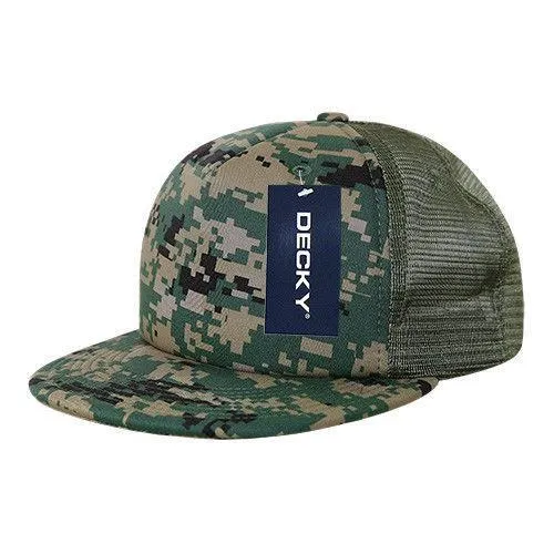 Decky Flat Bill Camouflage Cotton Foam Mesh Trucker Hats Caps Snapback Unisex