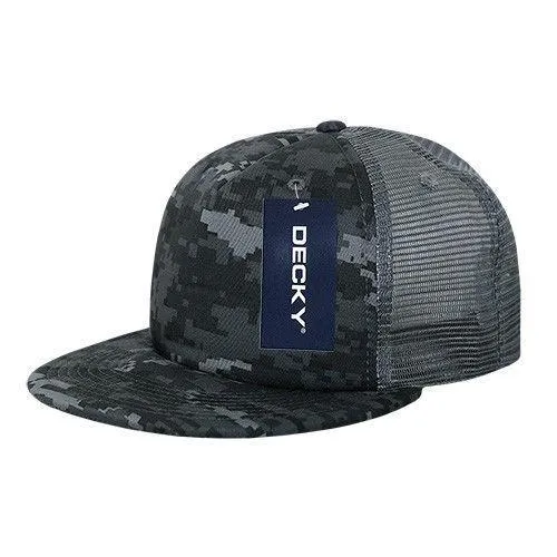 Decky Flat Bill Camouflage Cotton Foam Mesh Trucker Hats Caps Snapback Unisex