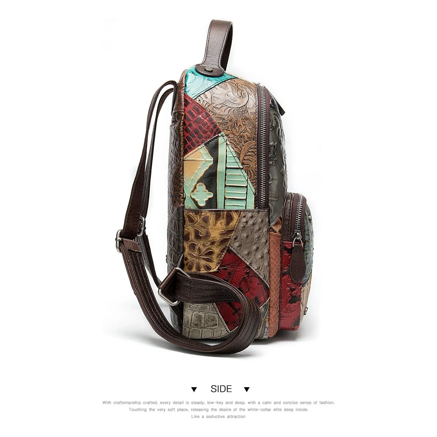 FloralLux Softback Leather Backpack