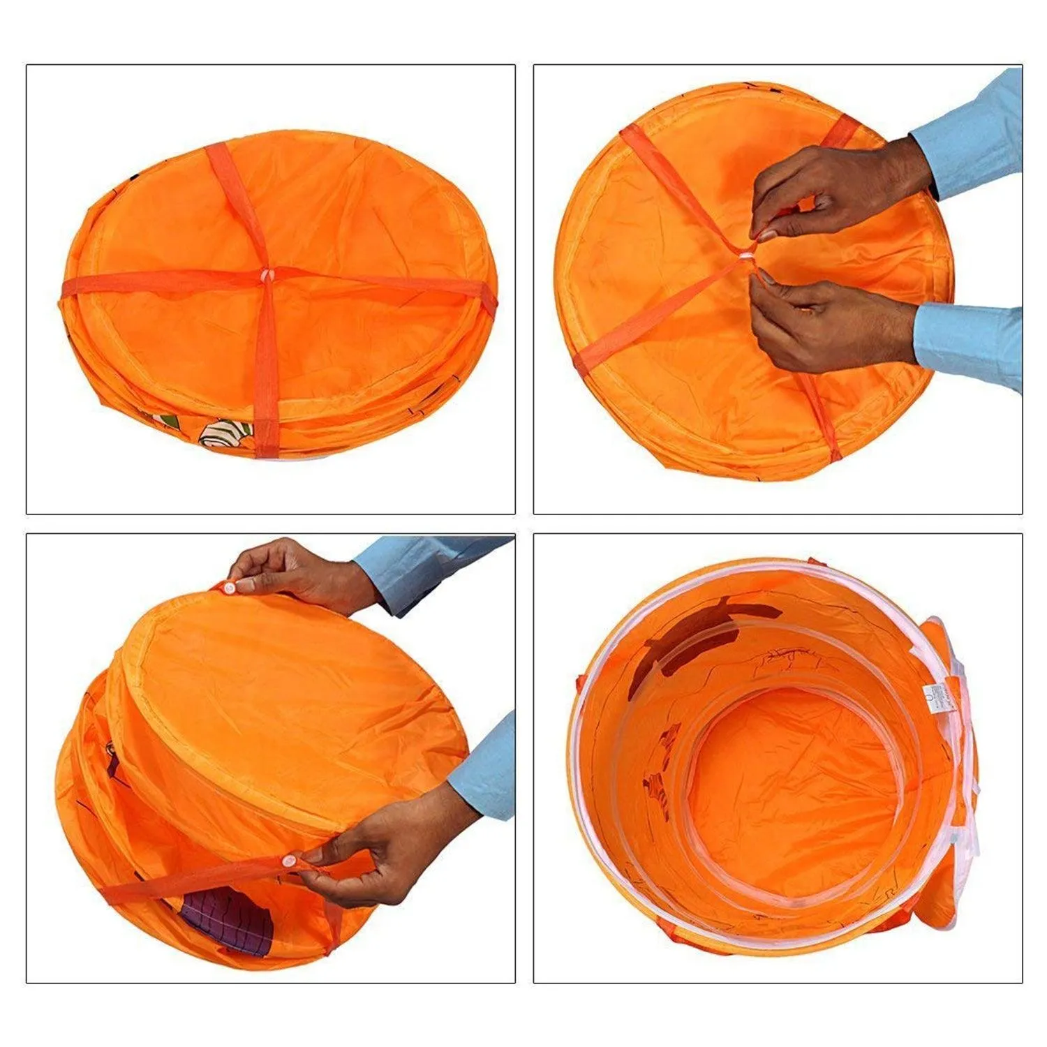 HOKIPO Foldable Cloth Pop Up Laundry Bag Hamper, 50-Ltr - Orange