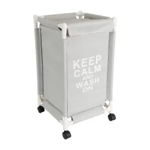 HOKIPO Oxford Fabric Laundry Basket Trolley With Wheels - 68x35x35 cm, Grey