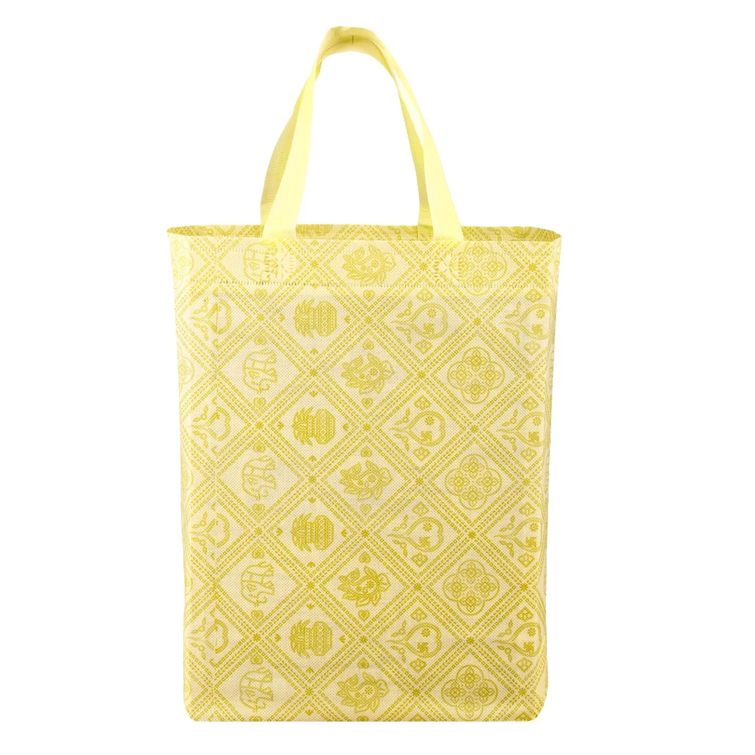 Kuber Industries Shopping Handbag | Grocery Handbag | Shopping Bag | Grocery Shopping Bag | Reusable Shopping Bags | Vegetable Bag | Check-Kalash Carry Bag | Pack of 9 | Yellow