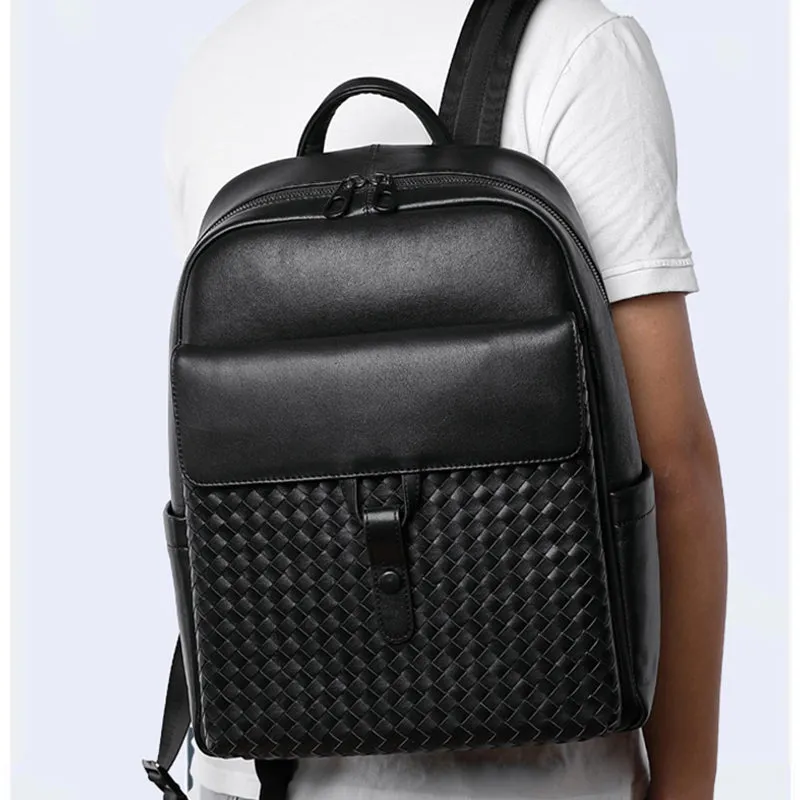 LeatherLux Business Travel Computer Backpack