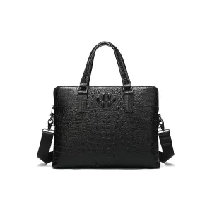 Luxe Croc Embossed Leather Business Briefcase