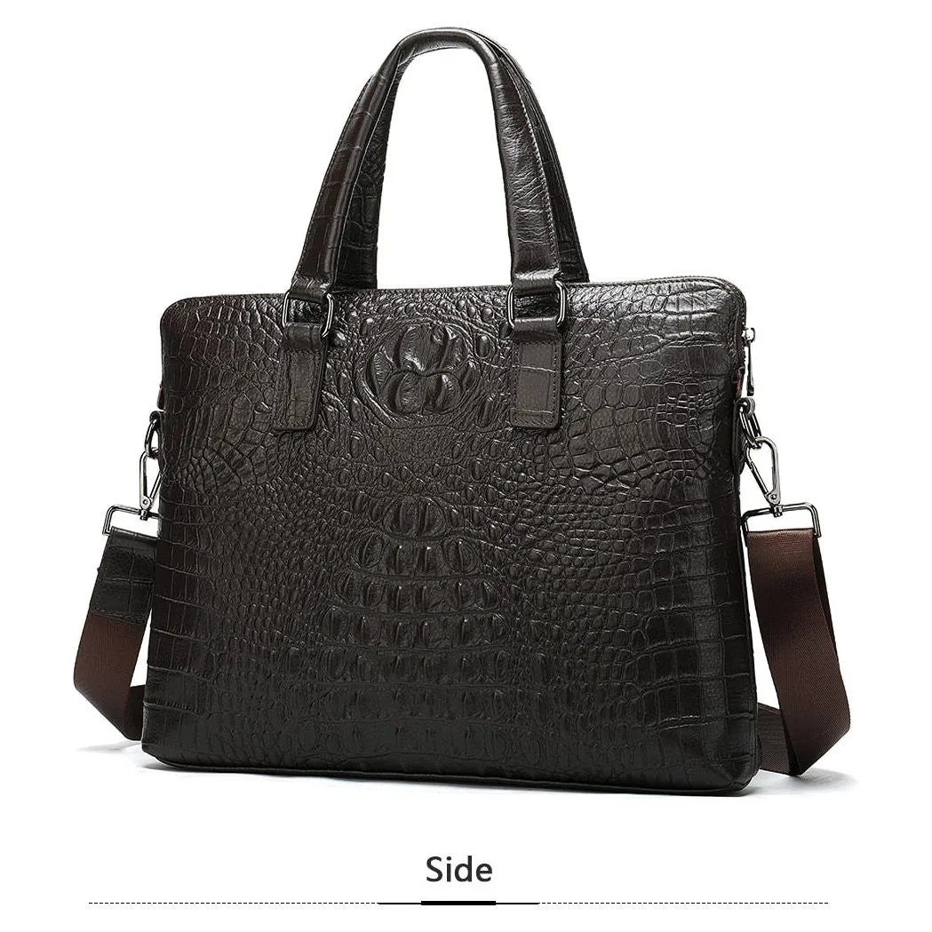 Luxe Croc Embossed Leather Business Briefcase