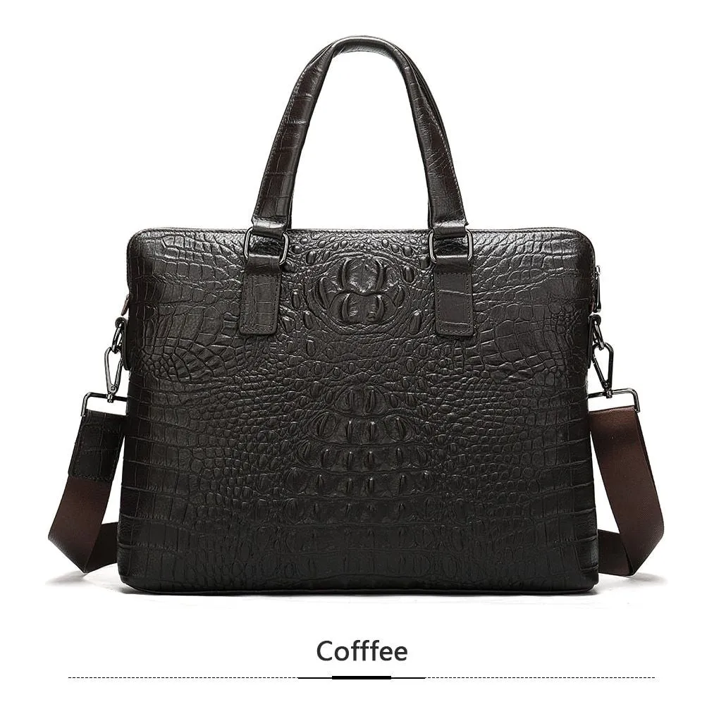 Luxe Croc Embossed Leather Business Briefcase