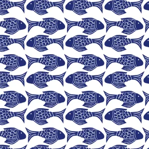 Navy Fish - Kate Nelligan Design Canvas Fabric by the Yard