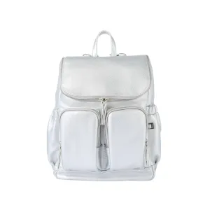 OiOi Vegan Leather Nappy Backpack - Metallic Silver Dimple