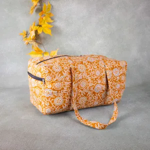 Rectangle Travel Bag Beige Colour Flower Design.