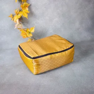 Saree Storage Bags Yellow with Golden Colour Prints.