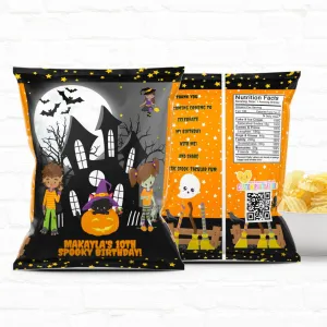 Spooky Halloween Birthday Party Favor Personalized Chip Bags