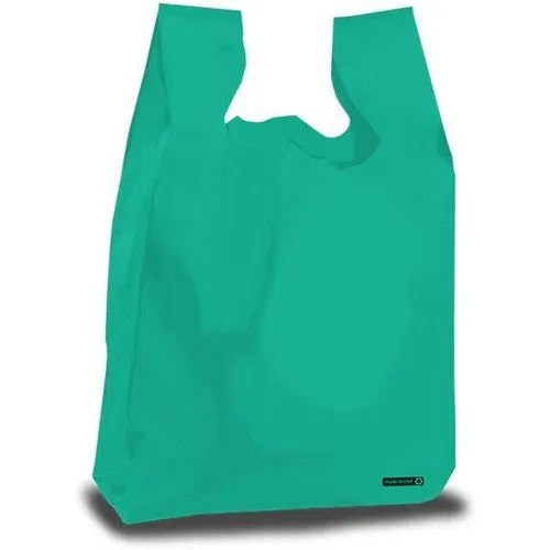 T-Shirt Grocery Bags - 12" x 7.5" x 23" - Teal