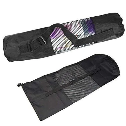 Yoga Bag Mat Carry Exercise Mat Carrying Cover with Strap - Black, (Fit Upto 6mm Yoga mat)