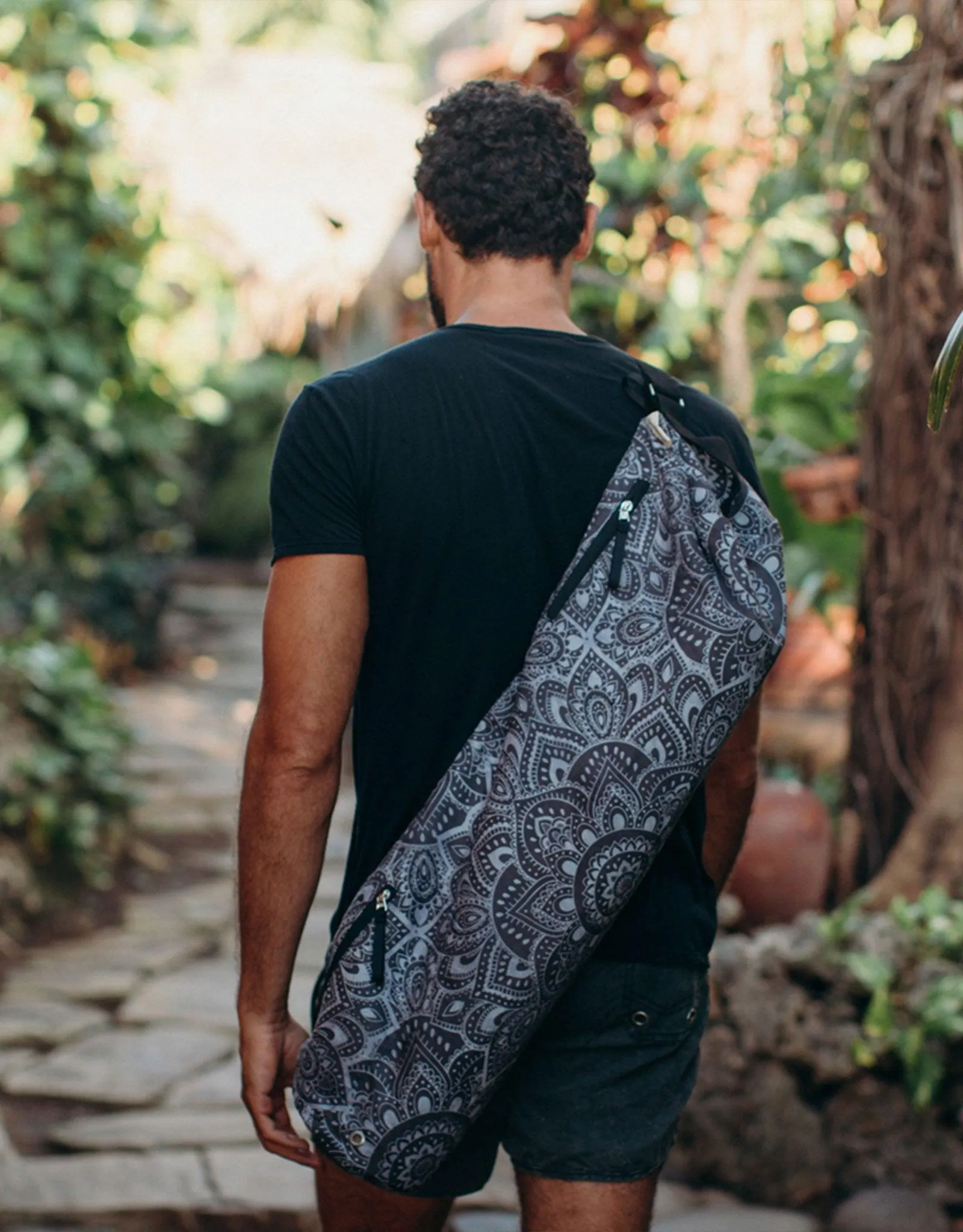 Yoga Mat Bag - Mandala Charcoal - Best For Travel To Studio or Gym